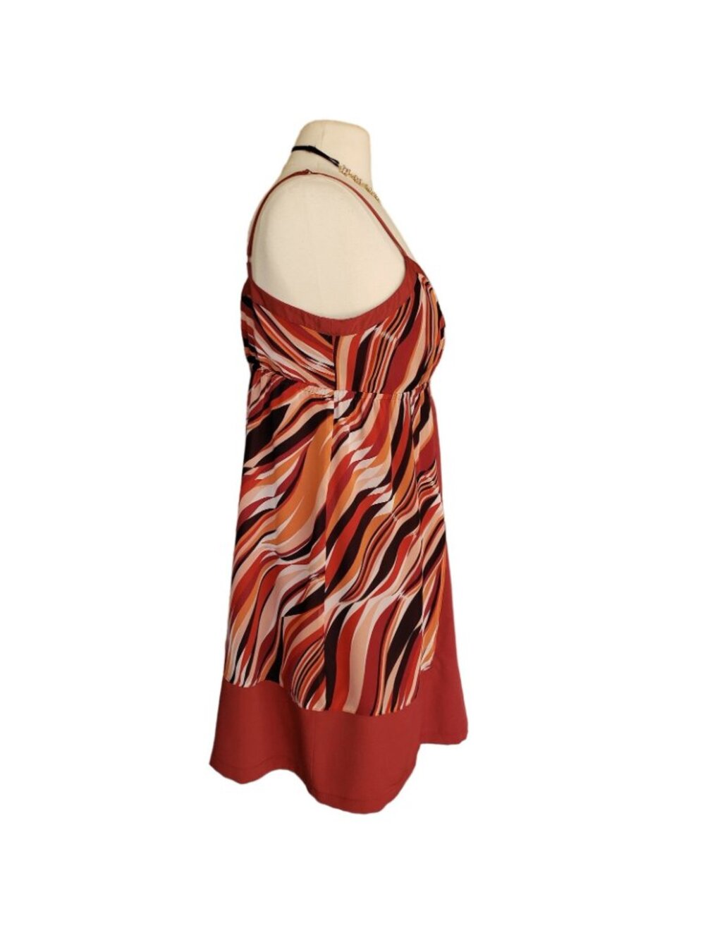 VTG Elle Womens L Sundress Burnt Orange Empire Boho Waist Earthly Hippie - Picture 3 of 7